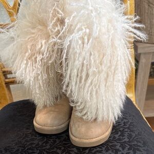 UGG Tan and Cream Fuzzy Boots